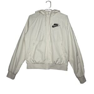 Nike Windrunner Jacket Womens Med Cream White Full Zip Hooded Lightweight